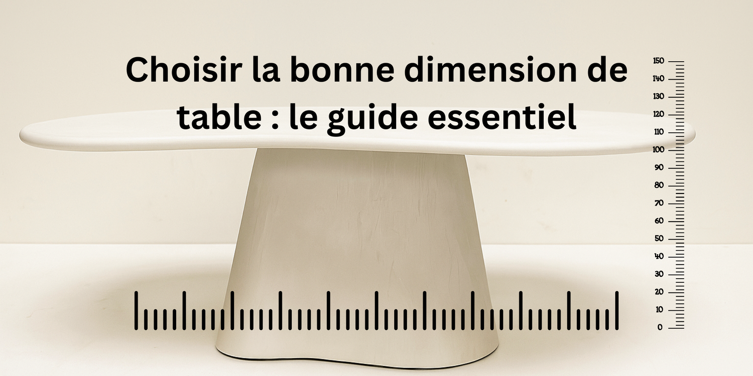 Choisir la bonne dimension de table, une image de table avec une grille en centimètre