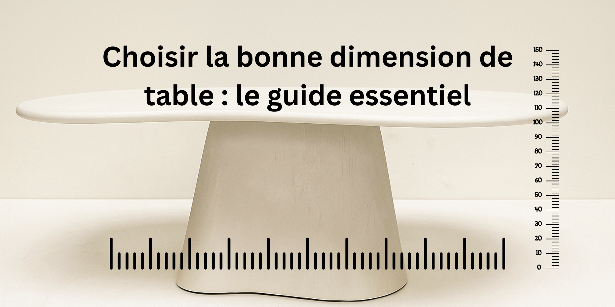 Choisir la bonne dimension de table, une image de table avec une grille en centimètre