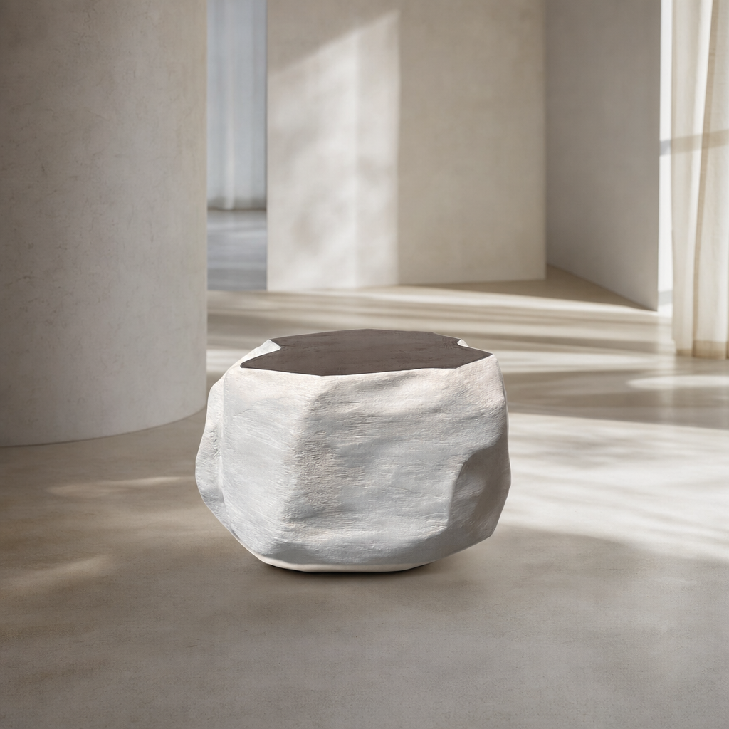 Nora, table basse en béton ciré MORTEX® en ambiance intérieure