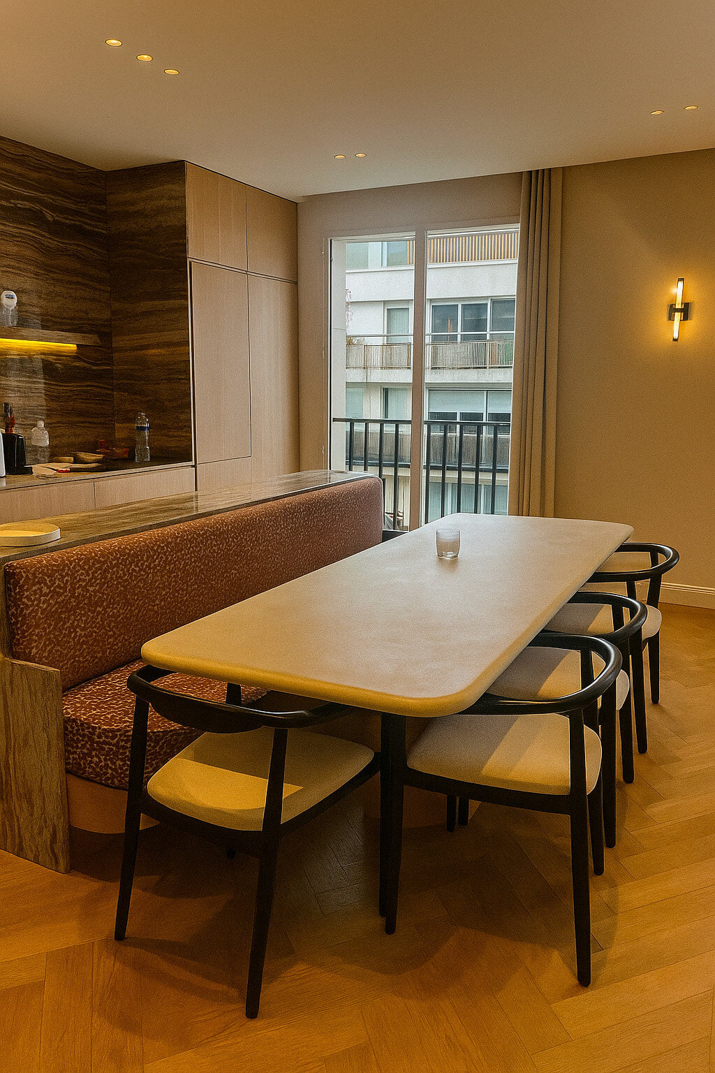 Table à manger design modèle Kanso en béton ciré Mortex® couleur BM24